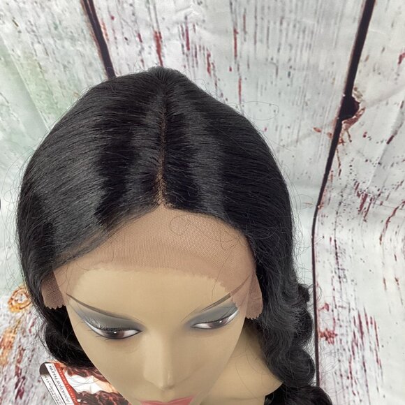 Rosewood #1B Off Black Long Body Wave Boss Lace Front Wig 5” Deep Part Synthetic - Picture 5 of 7